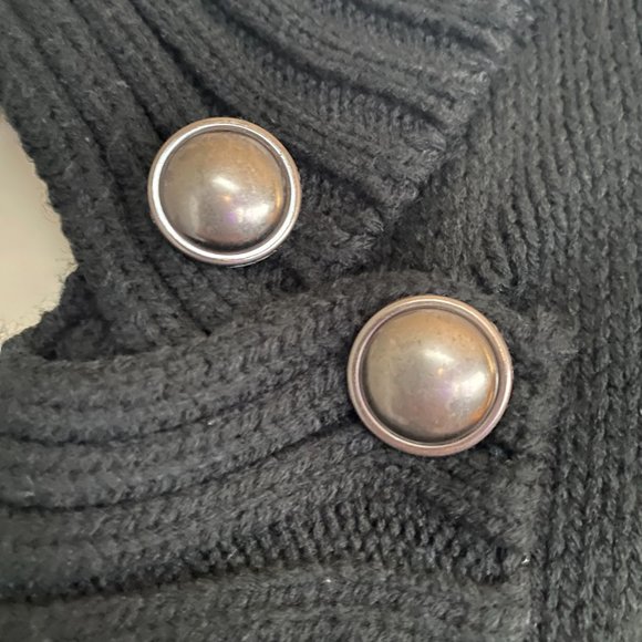Black Sweater with Silver Button Design - Picture 3 of 4